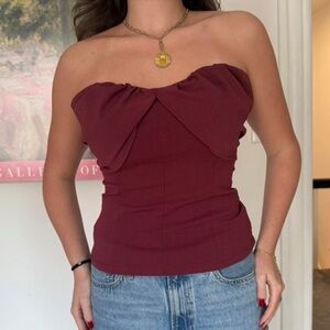 ZARA NWT Burgundy Strapless Top